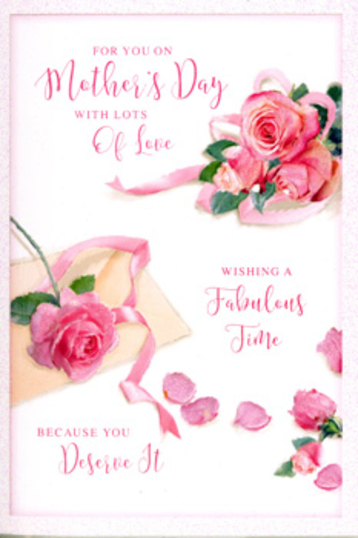 This Mother's Day card is presented in a clean, bright scene, where every element centres on a romantic arrangement of pink roses that could have been styled by an experienced Millwall florist. A cluster of fully opened blooms rests along one side, each rose composed of tightly layered petals that gradually relax outward, moving from deeper rose tones in the centre to soft blush at the edges. The richly textured petals seem almost touchable, with subtle shading suggesting natural light falling from a nearby window, similar to the soft daylight along nearby Narrow Street. Around the main bouquet, individual petals lie gently scattered, some overlapping, some barely touching the white surface of the card, creating a dreamy, whimsical effect, like a bouquet that has just been carefully unwrapped. Across the centre, a graceful Mother's Day message is written in flowing, hand-lettered script, the ink curving and swirling in elegant loops that echo the organic lines of the roses. A pastel ribbon weaves through the composition, cradling the largest bloom and drawing the eye around the card, much like ribbon finishing a hand-tied bouquet prepared for same-day delivery across Millwall and the Isle of Dogs. The overall colour palette stays soft and feminine-creamy whites, layered pinks, and gentle hints of peach-under a flattering, diffused light that smooths every edge and shadow. Together, these details transform the card into a visual bouquet, carrying the calm, affectionate mood of a quiet Mother's Day morning shared at home, with flowers and gratitude close at hand.